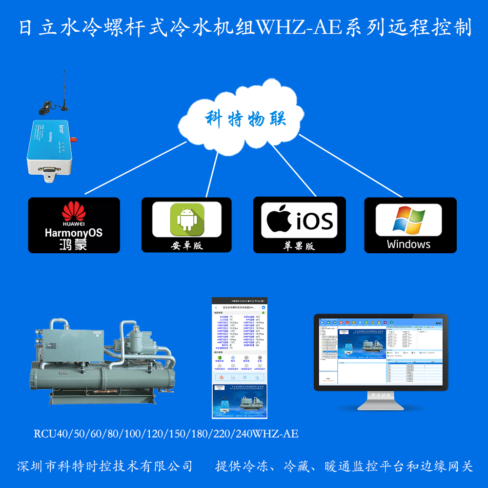 日立水冷螺杆式冷水机组WHZ-AE系列APP+电脑集中远程控制