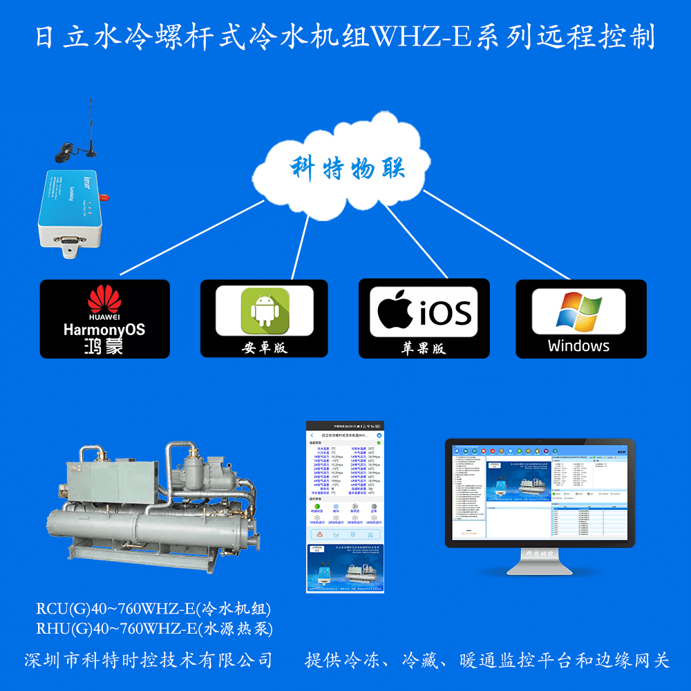 日立水冷螺杆式冷水机组WHZ-E系列APP+电脑集中远程控制