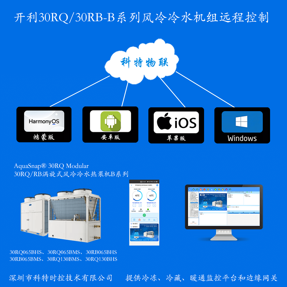 开利30RQ/30RB-B系列涡旋式风冷冷水热泵机组手机APP+电脑集中远程控制