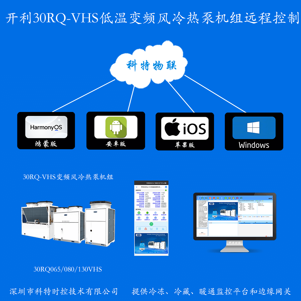 开利30RQ XMSA系列超低温风冷冷水热泵机组手机APP+电脑集中远程控制