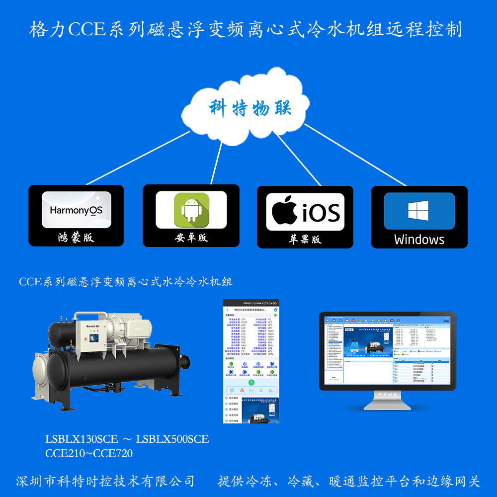 格力CCE系列磁悬浮变频离心式冷水机组手机APP+电脑集中远程控制