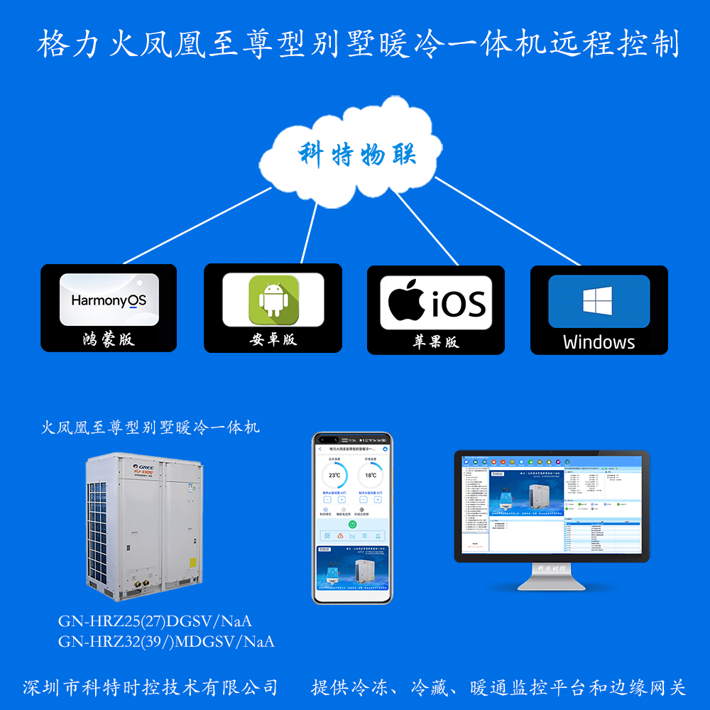 格力火凤凰至尊别墅型暖冷一体机手机APP+电脑集中远程控制