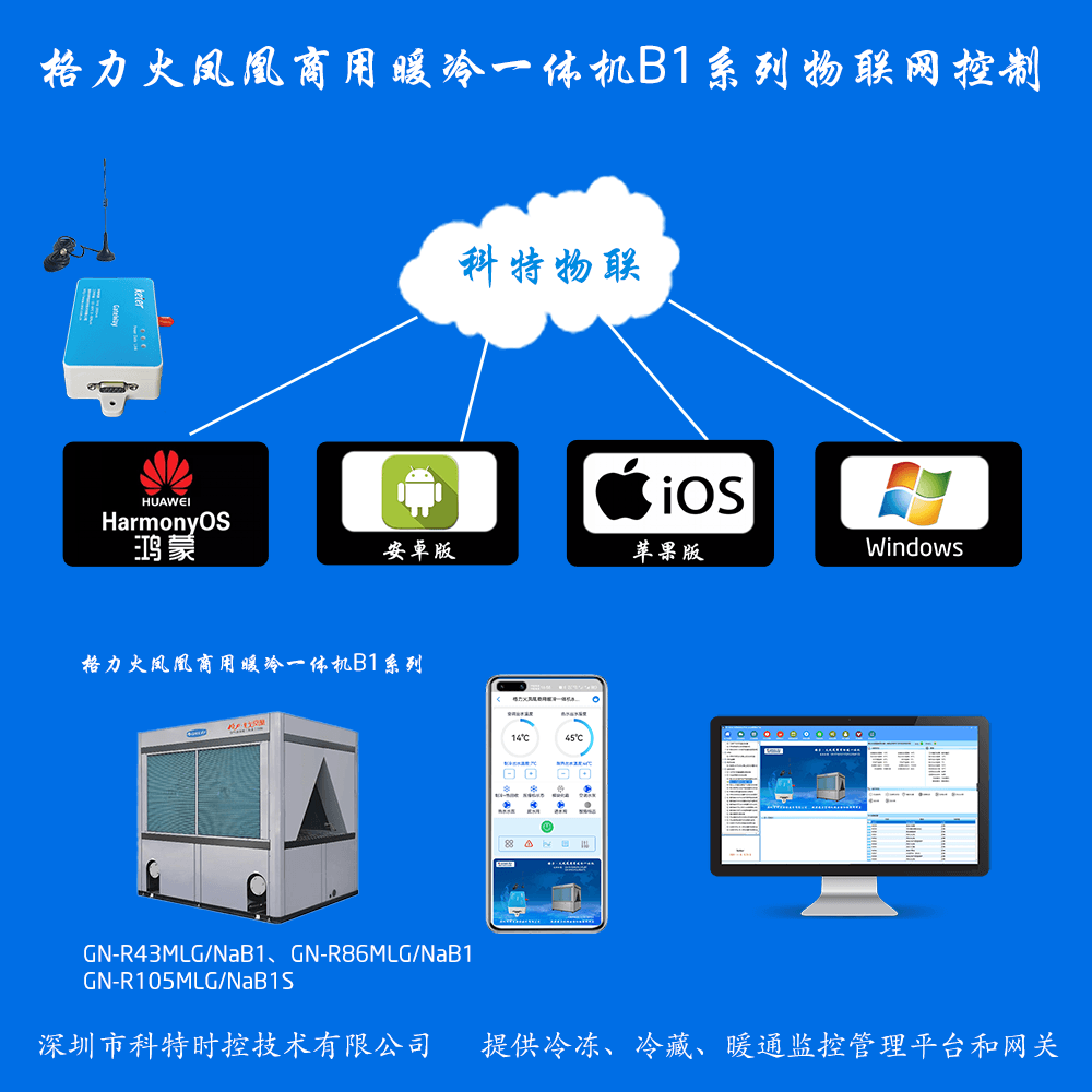 格力火凤凰商用暖冷一体机B1系列手机APP+电脑集中远程控制