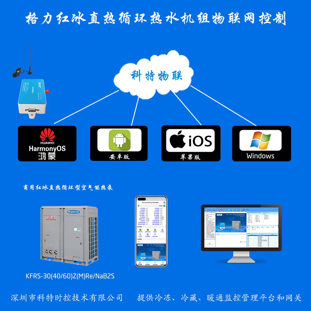 格力红冰直热循环型商用热水机组手机APP+电脑集中远程控制
