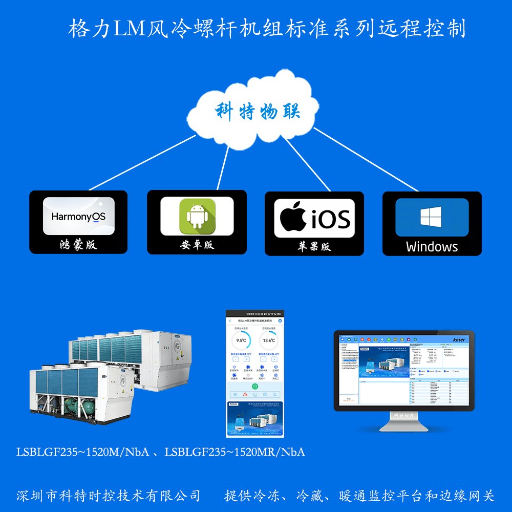 格力LM风冷螺杆机组标准系列手机APP+电脑集中远程控制