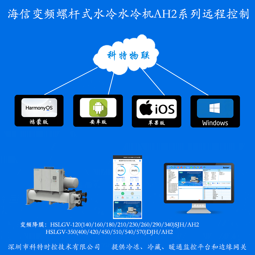 海信AH2系列变频螺杆式水冷水冷机组手机APP+电脑集中远程控制