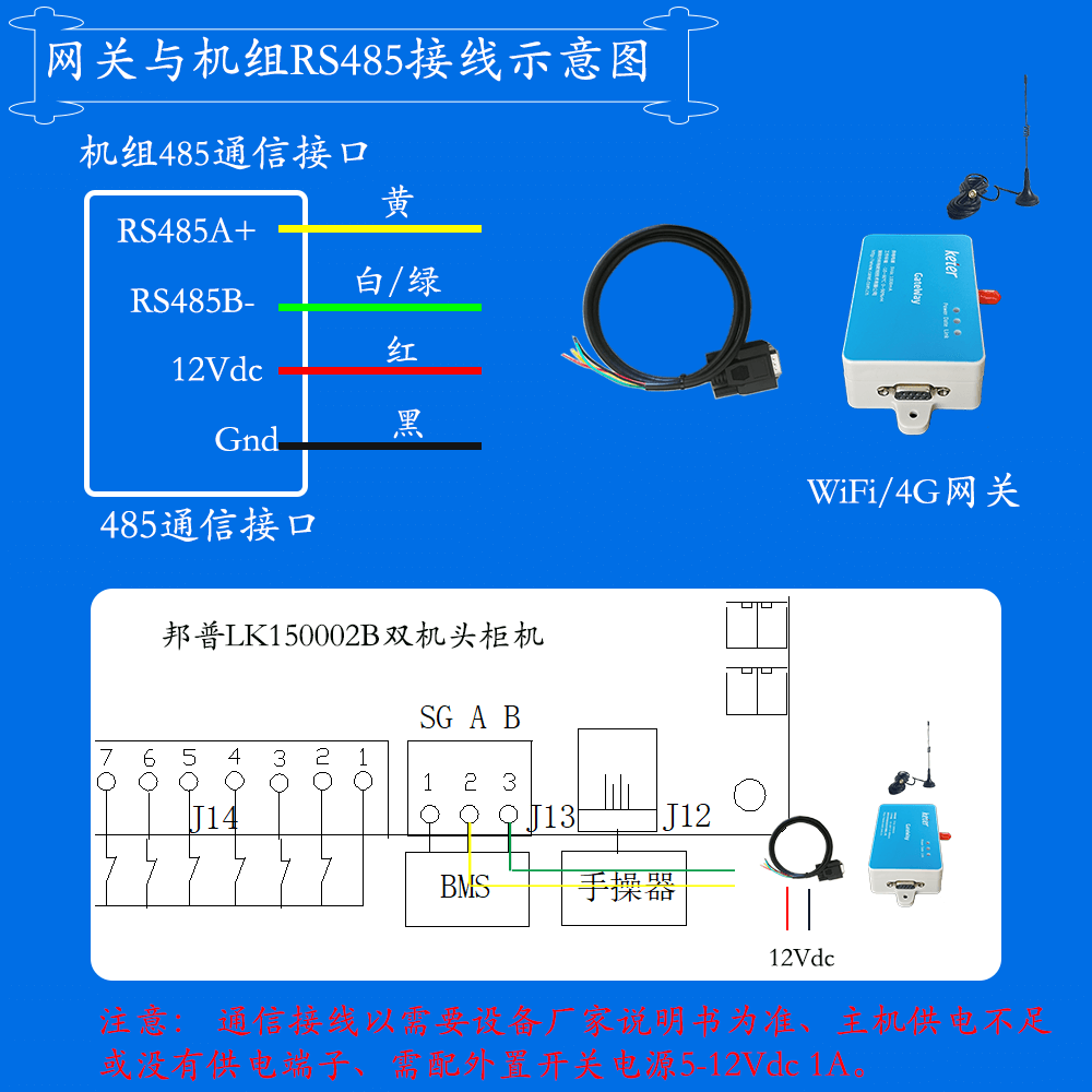 科葳水冷冷风空调系列网关安装与接线说明图