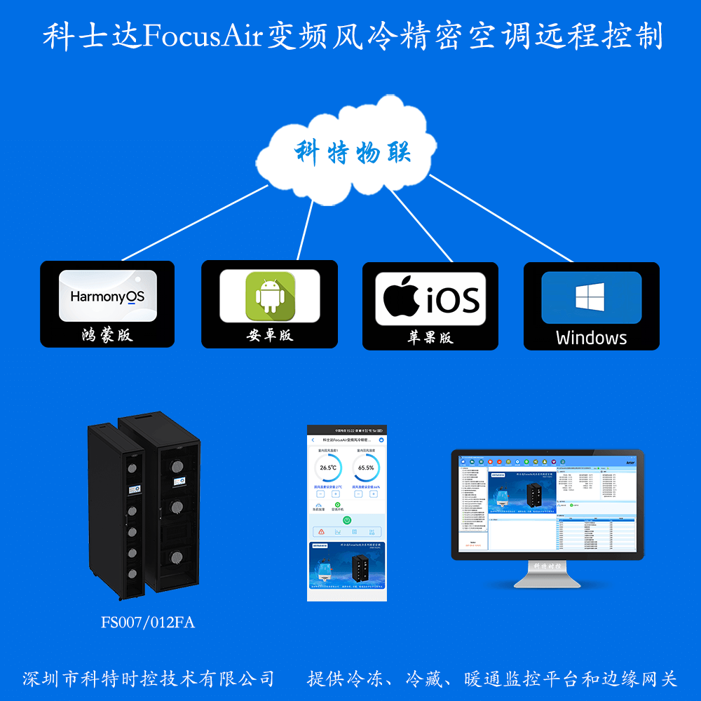 科士达FocusAir变频风冷精密空调手机APP控制+本地部署电脑群控