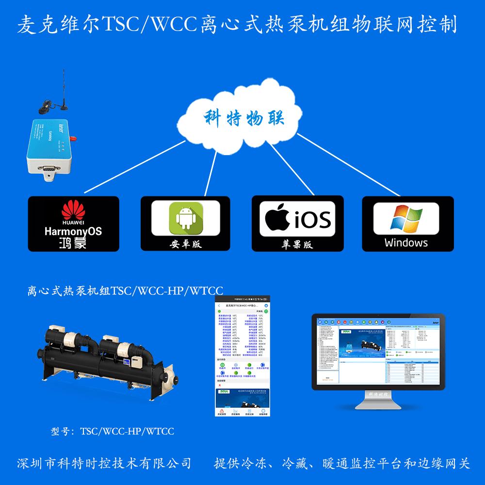 麦克维尔TSC/WCC离心式热泵机组手机远程控制APP+电脑集中远程控制
