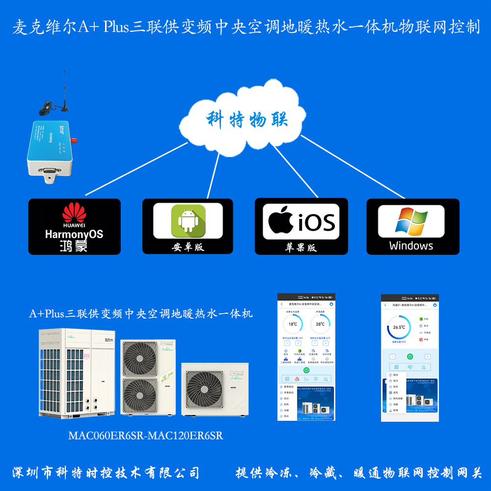麦克维尔A+Plus三联供变频中央空调地暖热水一体机手机远程控制APP+电脑集中远程控制
