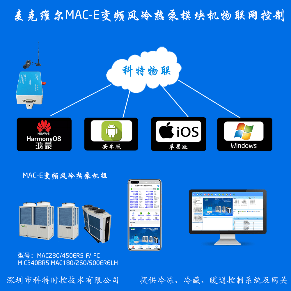 麦克维尔MAC-E变频风冷热泵模块机手机远程控制APP+电脑集中远程控制