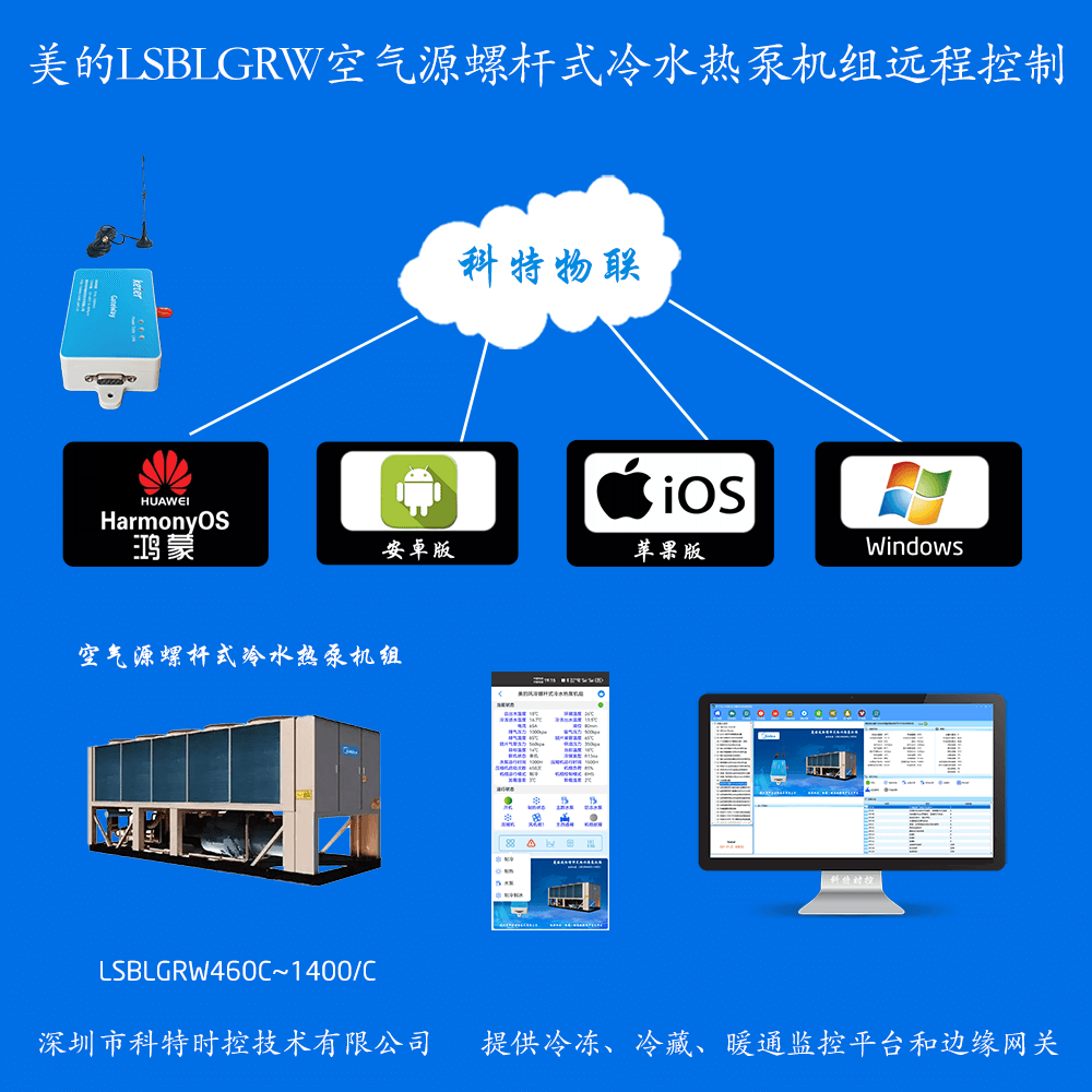 美的空气源螺杆式冷水热泵机组LSBLGRW系列手机APP+电脑集中远程控制