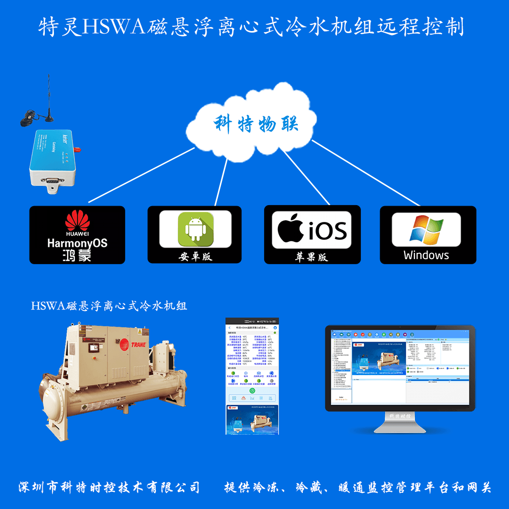 特灵HSWA磁悬浮离心式冷水机组手机APP+电脑集中远程控制